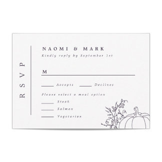 Carte RSVP de mariage pour les vignes citrouilles
