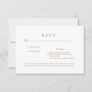 Carte RSVP de mariage pour monogramme blanc et or