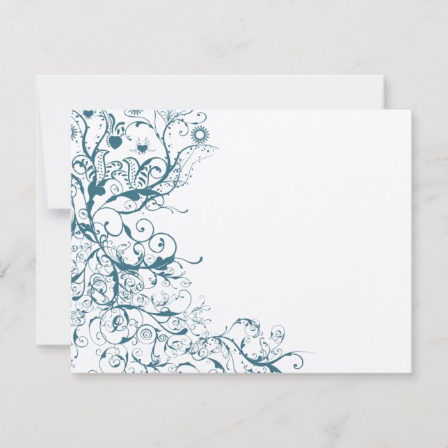 Carte RSVP de mariage pour oiseaux et tourbillons  (Devant)