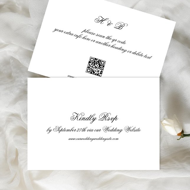 Carte RSVP de mariage QR en noir et blanc (Créateur téléchargé)