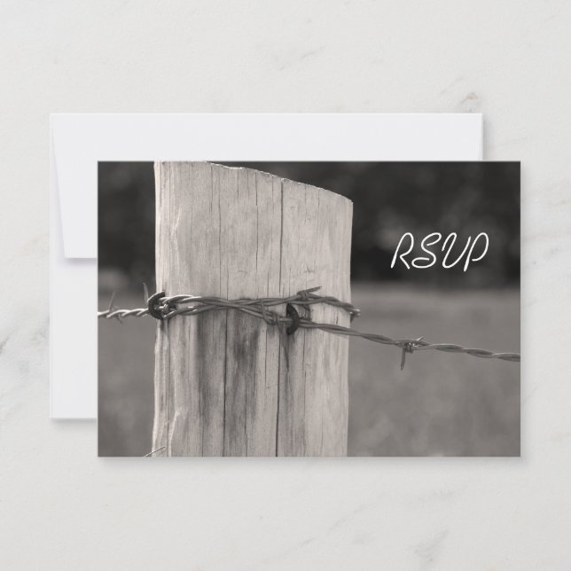 Carte RSVP de mariage Ranch Post-Pays de clôture r (Devant)