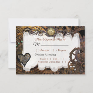 Carte RSVP de mariage Renaissance Steampunk