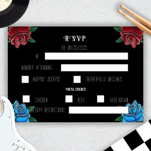 Carte RSVP de mariage Roche de tatouage noir et bl