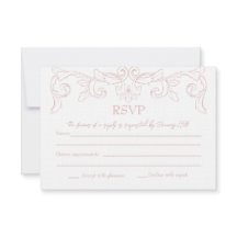 Carte RSVP de mariage Rococo rose vierge