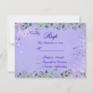 Carte RSVP de mariage romantique violet floral