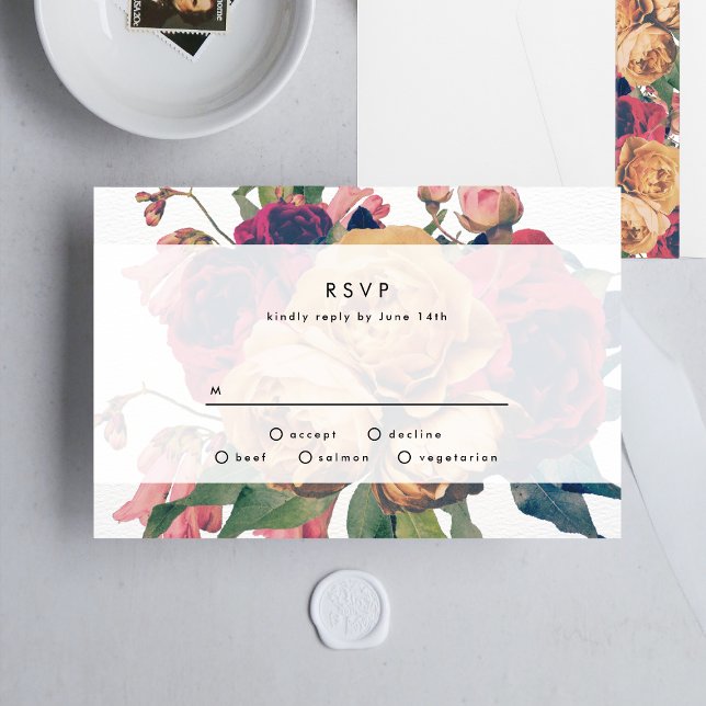 Carte RSVP de mariage Rose antique (Créateur téléchargé)