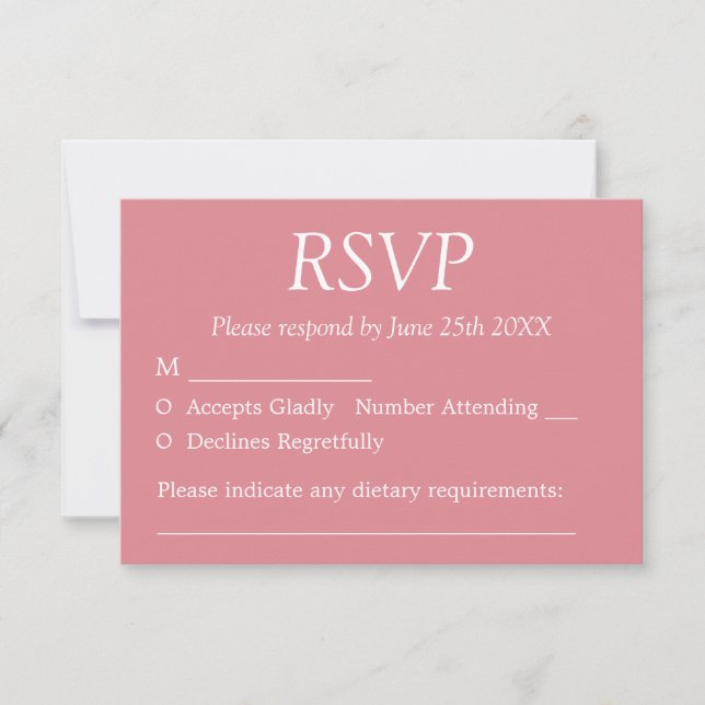 Carte RSVP de mariage rose-bleu élégant (Devant)