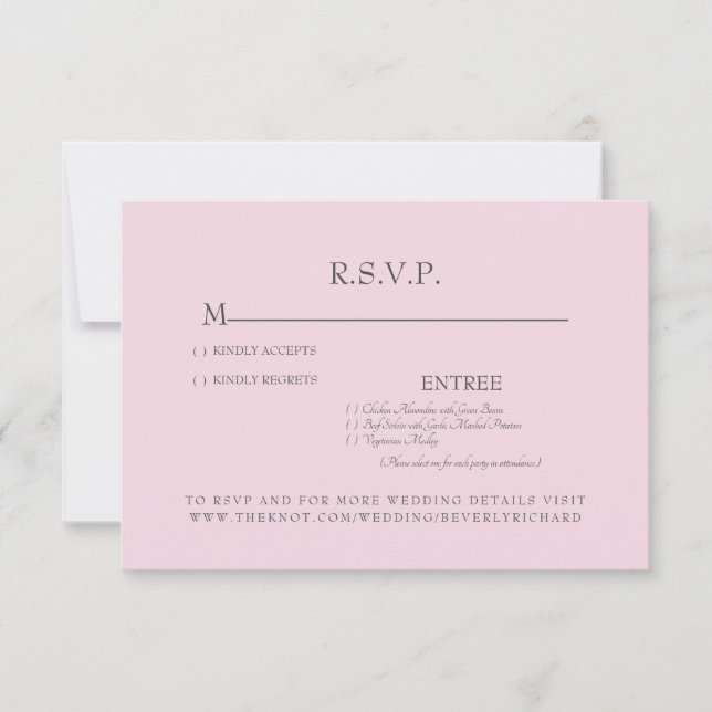 Carte RSVP de mariage Rose couleur rose (Devant)