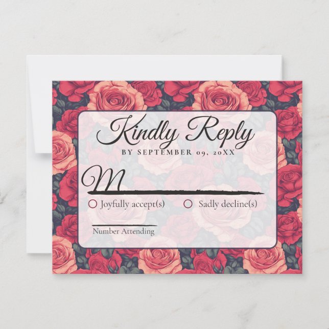 Carte Rsvp de mariage Rose floral mignonne (Devant)