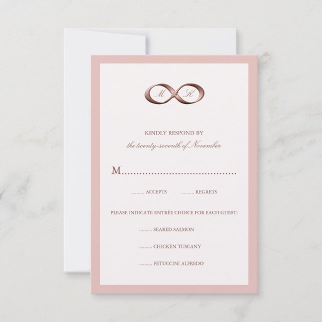 Carte RSVP de mariage rose Gold Infinity Hand Clas (Devant)