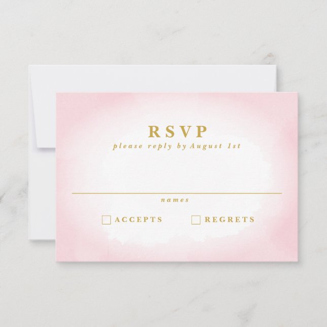Carte RSVP de mariage rose moderne (Devant)