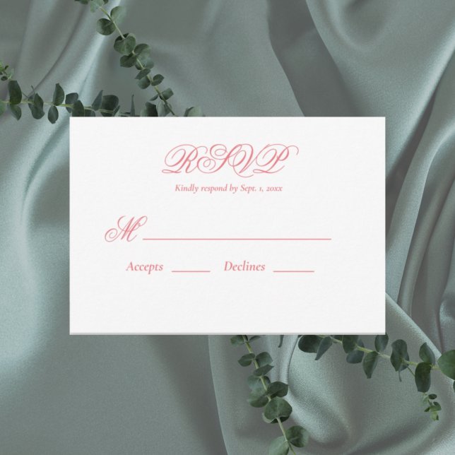 Carte RSVP de mariage rose moderne (Créateur téléchargé)
