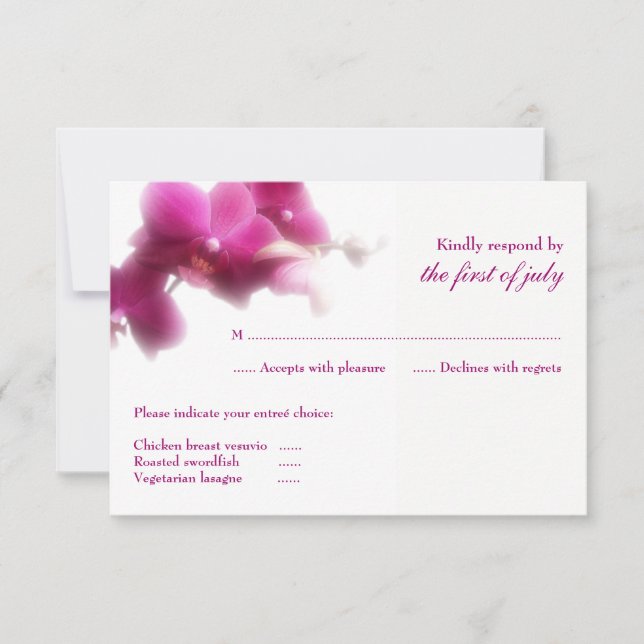 Carte RSVP de mariage rose orchidée (Devant)