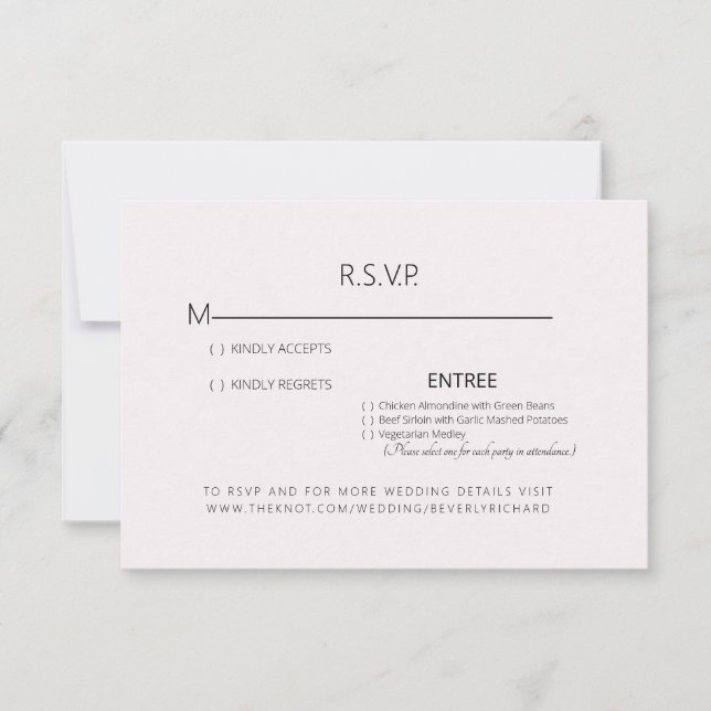 Carte RSVP de mariage rose pâle (Devant)