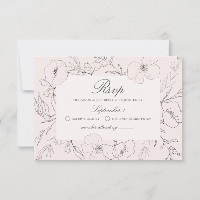 Carte RSVP de mariage rose pâle croisé main (Devant)