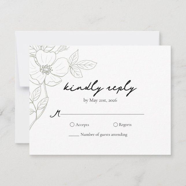 Carte RSVP de mariage Rose sauvage (Devant)