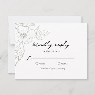 Carte RSVP de mariage Rose sauvage