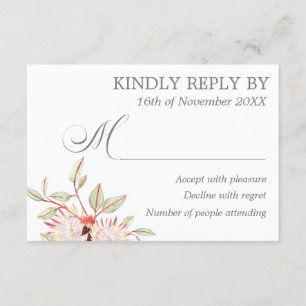 Carte RSVP de mariage rose vif