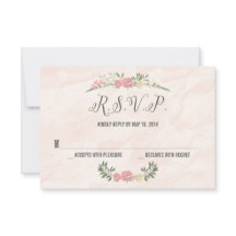 Carte RSVP de mariage rose Watercolor