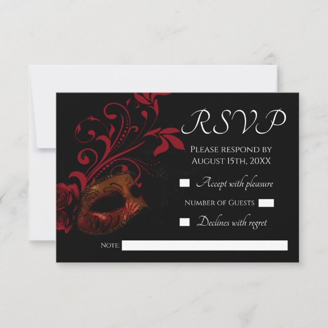 Carte RSVP de mariage rouge floral (Devant)
