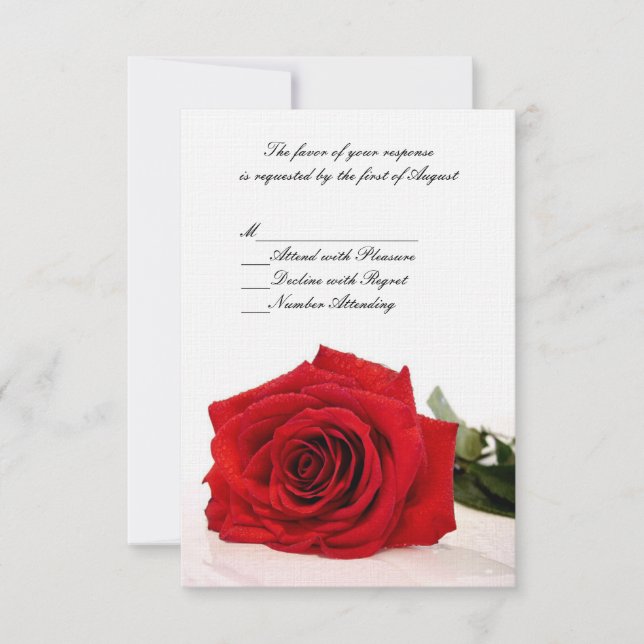 Carte RSVP de mariage rouge Rose (Devant)