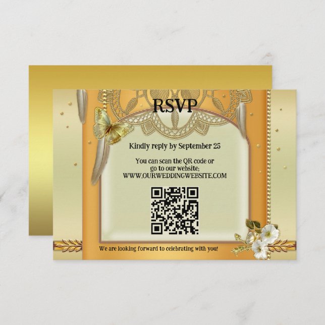 Carte RSVP de mariage RSVP de code QR de Bohême (Devant / Derrière)