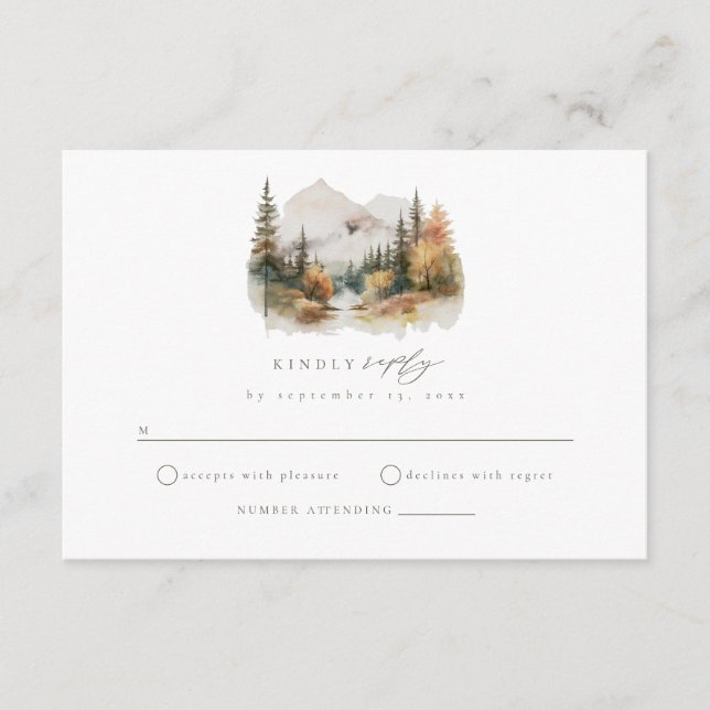 Carte RSVP de mariage RSVP Rustic Watercolor (Devant)