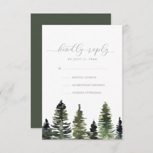Carte RSVP de mariage RSVP Rustic Watercolor Pine