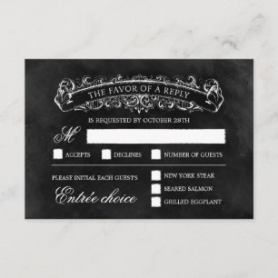 Carte RSVP de mariage rustique chic - Noir
