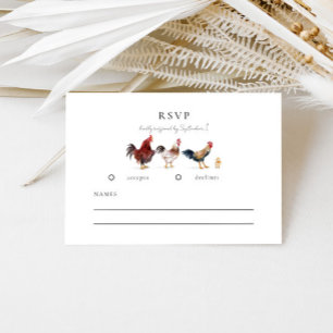 Carte RSVP de mariage rustique de poulet