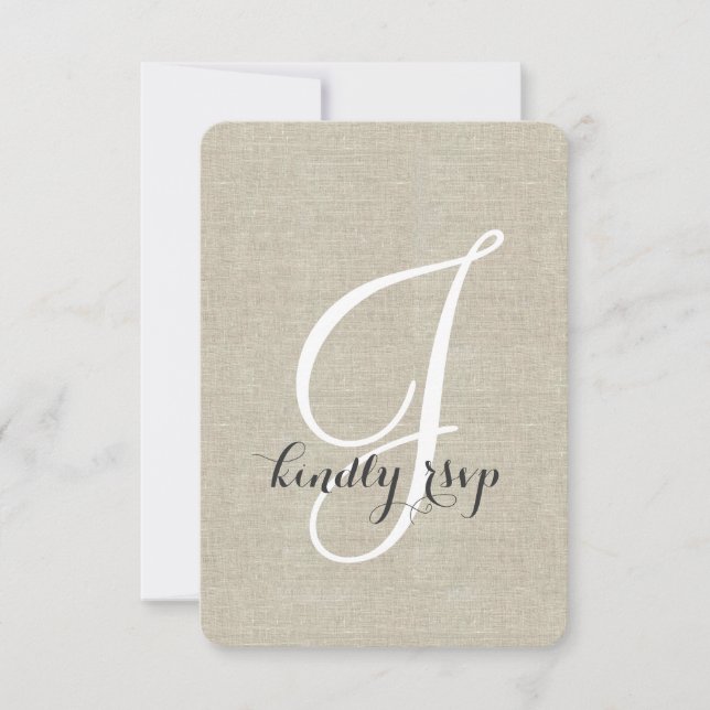 Carte RSVP de mariage rustique Linen (Devant)