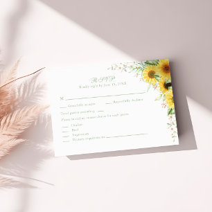 Carte RSVP de mariage rustique Sunflower