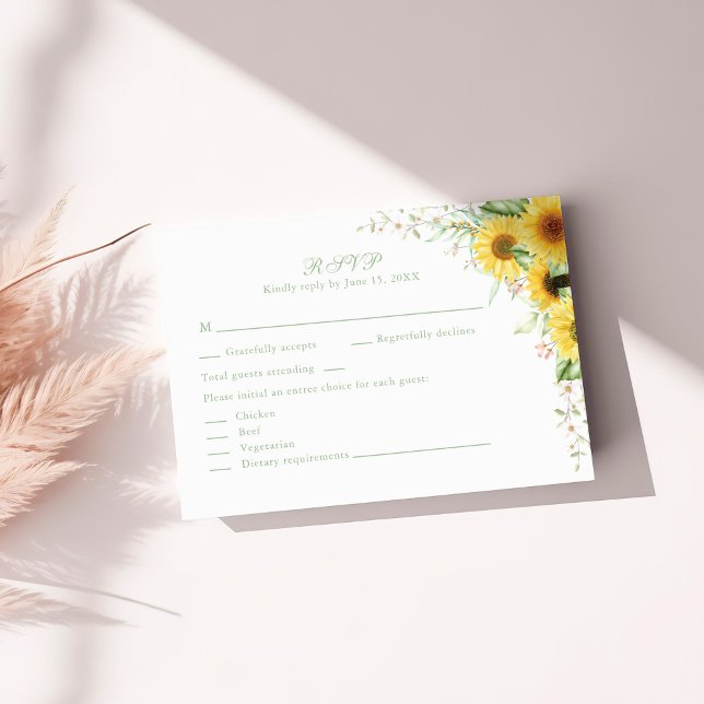 Carte RSVP de mariage rustique Sunflower (Rustic Sunflower Delight Wedding RSVP Card)