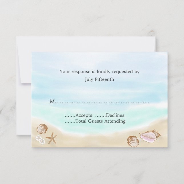 Carte RSVP de mariage Sandy Beach (Devant)
