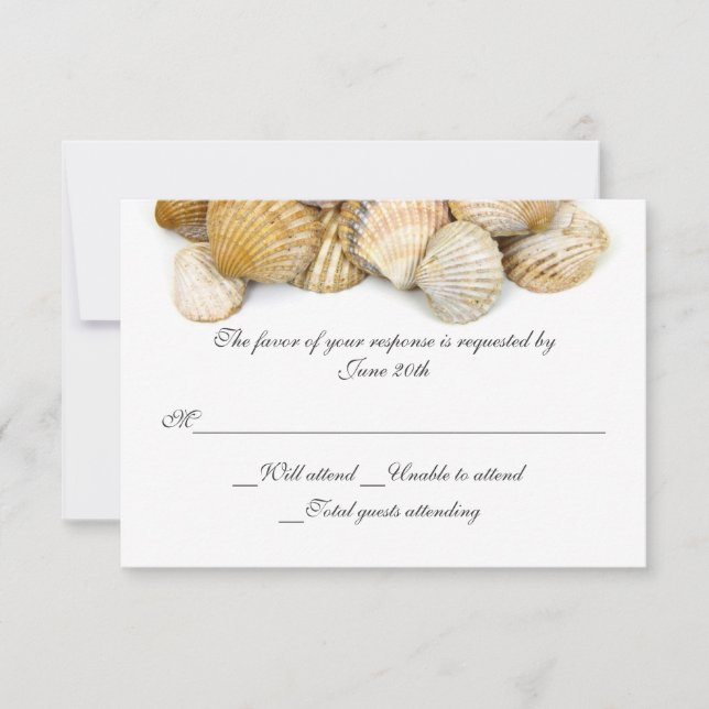 Carte RSVP de mariage Sea Shells (Devant)