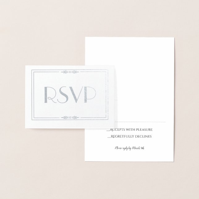 Carte RSVP de mariage Silver Foil (Affichage)