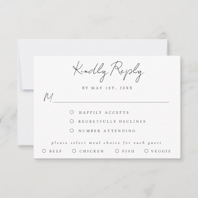 Carte RSVP de mariage simple (Devant)