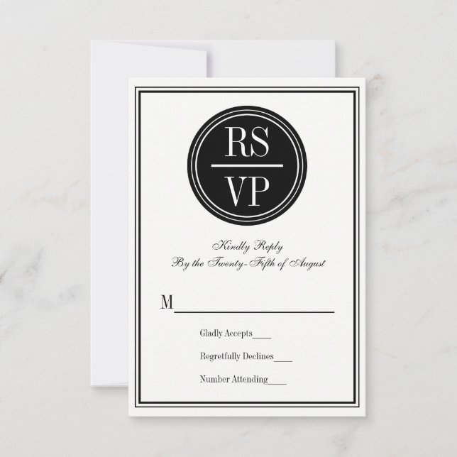 Carte RSVP de mariage simple et élégante (Devant)