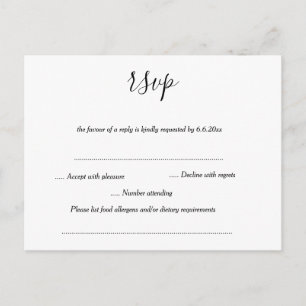 Carte RSVP de mariage simple et moderne