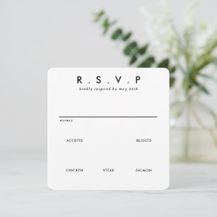 Carte RSVP de mariage simple minimaliste moderne