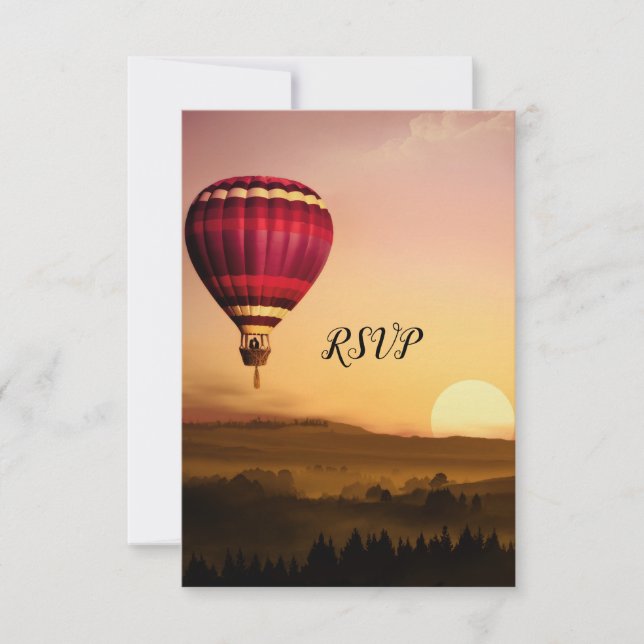 Carte RSVP de mariage Sunset Balloon à air chaud (Devant)