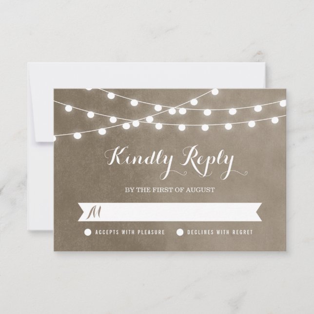 Carte RSVP de mariage Taupe String (Devant)