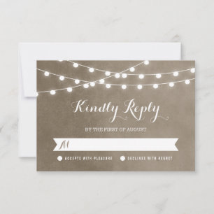 Carte RSVP de mariage Taupe String