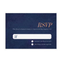 Carte RSVP de mariage, Texture bleu marine