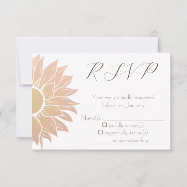 Carte RSVP de mariage Tournesol moderne et simple (Devant)