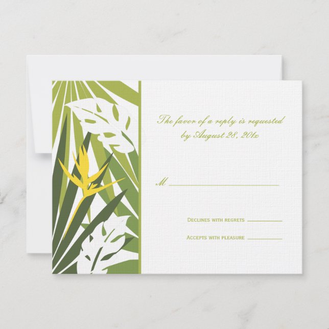 Carte RSVP de mariage tropical (Devant)
