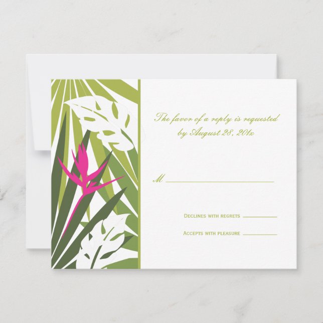 Carte RSVP de mariage tropical (Devant)