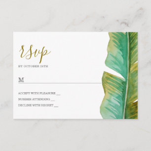 Carte RSVP de mariage tropical feuille banane