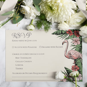 Carte RSVP de Mariage tropical Ivory
