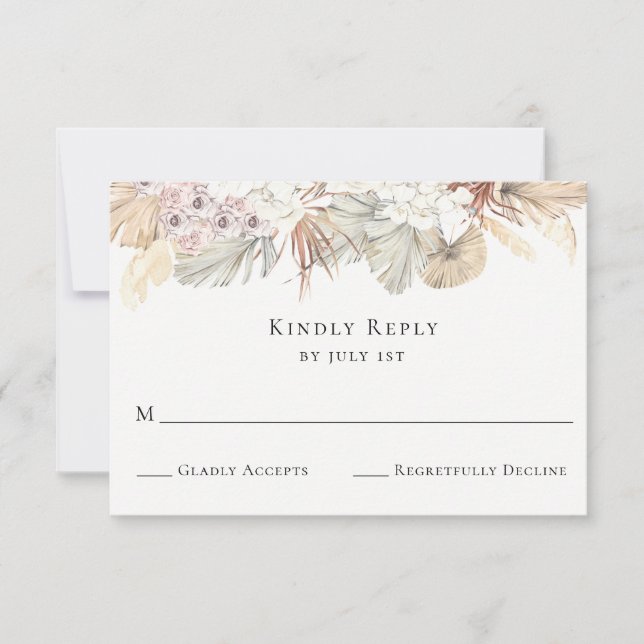 Carte RSVP de mariage tropical rustique (Devant)
